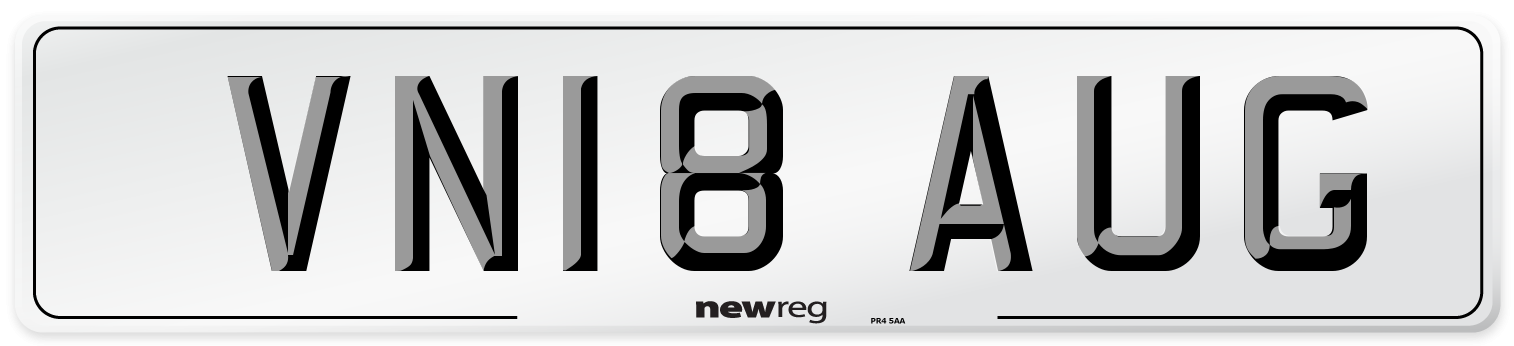 VN18 AUG Number Plate from New Reg